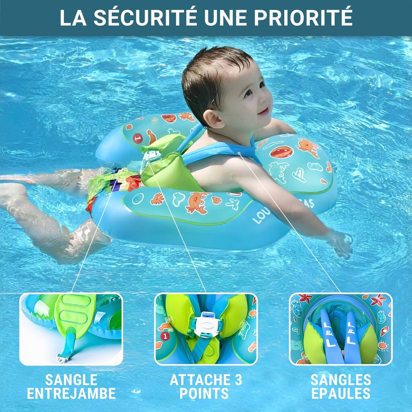 Bouée Bébé avec pare-soleil UPF40+