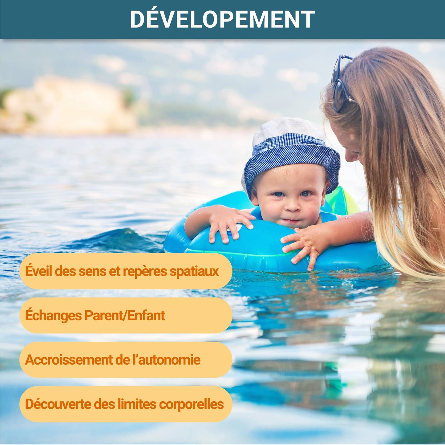 Bouée Bébé avec pare-soleil UPF40+